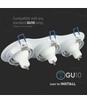 3-hulls GU10 innfellingsspot - Rund, hvit, aluminium, hull: 23,5 x 7,5 cm, mål: 25,5 x 9,1 cm