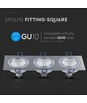 3xGU10 innfellingsspot, kvadratisk - Børstet aluminium, støpt aluminium, uten lyskilde