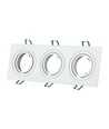 3-hulls kvadratisk innfellingsspot for 3x GU10 - Hvit, aluminium, IP20 innendørs, hull: 235x75mm, mål: 255x91mm