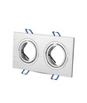 Dobbel GU10 innfellingsspot, firkantet - Aluminium brush, IP20 innendørs, hull: 155 x 75 mm