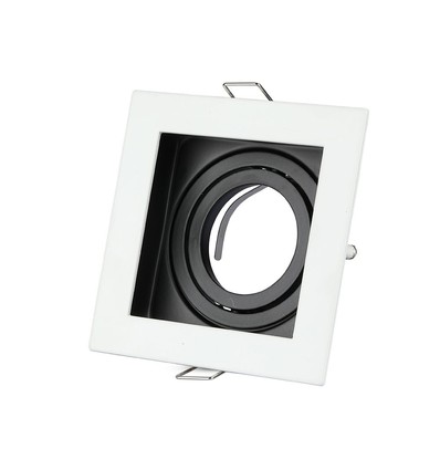 GU10 innfellingsspot, kvadratisk - Hvit, aluminium, hull: 90x90 mm, mål: 100x100 mm, uten lyskilde