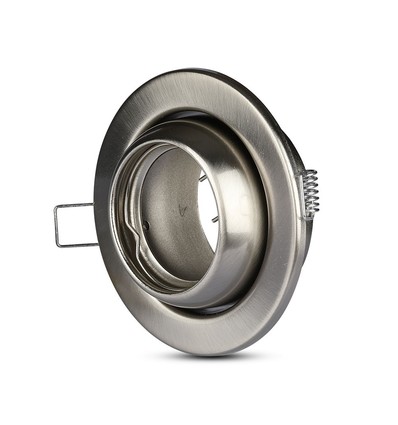 GU10 innfellingsspot - Rund, satin nikkel, justerbar, Hull: Ø9,0 cm, Mål: Ø10,0 cm, IP20 innendørs