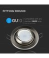 GU10 innfellingsspot - Rund, satin nikkel, justerbar, Hull: Ø9,0 cm, Mål: Ø10,0 cm, IP20 innendørs