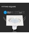 GU10 innfellingsspot - Firkantet, hvit, aluminium, uten lyskilde