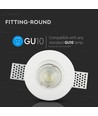 GU10 gips innfellingsspot - Rund, hvit, Ø10cm, hull: Ø10,3 cm, uten lyskilde