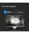 GU10 innfellingsspot - Satin nikkel, kvadratisk, hull: Ø7,4 cm, Ferrum