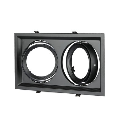 Dobbel innfellingsspot til 2x AR111 - Sort, aluminium, 32,5 x 17,4 cm, IP20, uten lyskilde