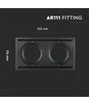 Dobbel innfellingsspot til 2x AR111 - Sort, aluminium, 32,5 x 17,4 cm, IP20, uten lyskilde