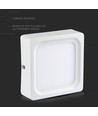15W kvadratisk LED påbygningspanel - 1500lm, 15,5x15,5cm, hvit kant, varm hvit