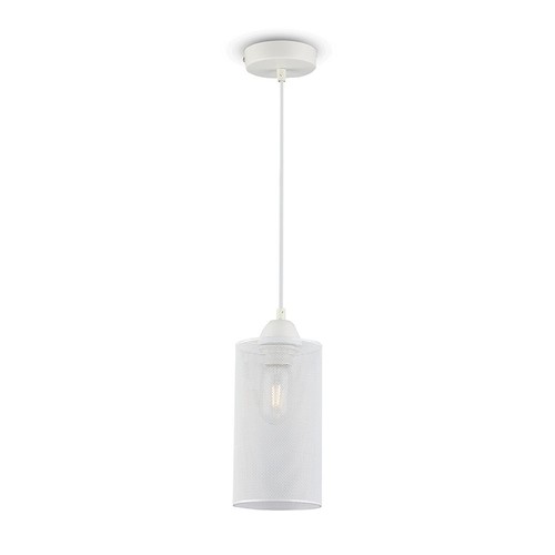 E27 pendel i matt hvit metall - Ø13cm, 1 meter ledning, IP20 innendørs, 5 års garanti