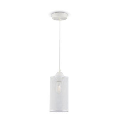E27 pendel i matt hvit metall - Ø13cm, 1 meter ledning, IP20 innendørs, 5 års garanti