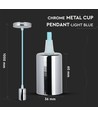 E27 Krom Metal Cup Pendellampe - Lysblå