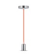E27 pendeloppheng i krom med oransje ledning - Ø3,6 cm, uten lyskilde, IP20