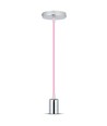Chrome pendeloppheng med rosa ledning - E27 sokkel, metallkopp, uten lyskilde