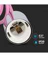 Chrome pendeloppheng med rosa ledning - E27 sokkel, metallkopp, uten lyskilde