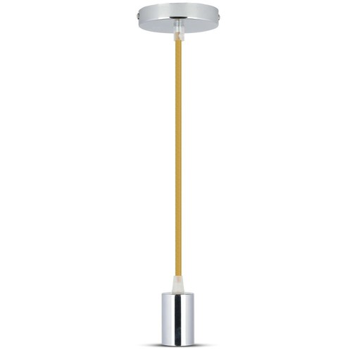 E27 pendeloppheng i krom med beige ledning - Maks. 60W, Ø3,6cm, uten lyskilde