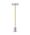 E27 pendeloppheng i krom med beige ledning - Maks. 60W, Ø3,6cm, uten lyskilde