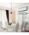 Ø12,5cm pendel i betong og tre - Rød, E27 fatning, moderne design