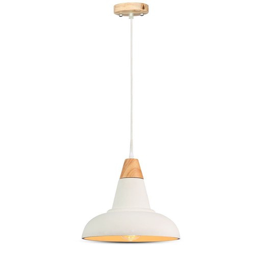 Ø29cm pendel i betong og tre - E27 fatning, 1m ledning, IP20 innendørs
