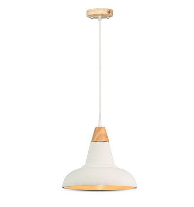 Ø29cm pendel i betong og tre - E27 fatning, 1m ledning, IP20 innendørs