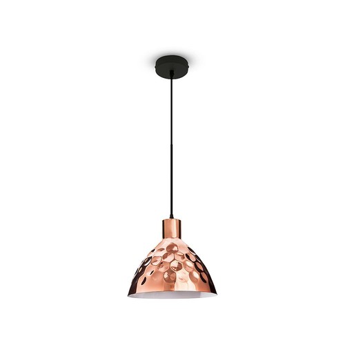 E27 pendeloppheng i rosagull, vintage design - Max 60W, 1m ledning, Ø22cm, uten lyskilde