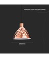 E27 pendeloppheng i rosagull, vintage design - Max 60W, 1m ledning, Ø22cm, uten lyskilde