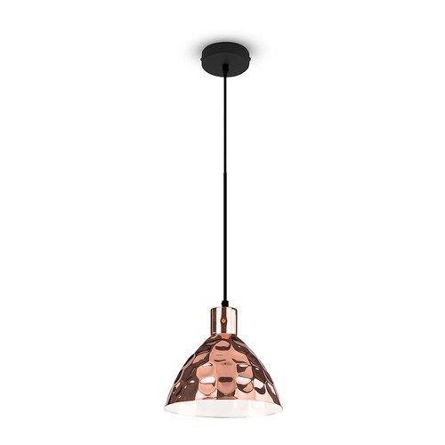 E27 pendeloppheng i kobber, Ø30cm - 1m ledning, IP20, max 60W, uten lyskilde
