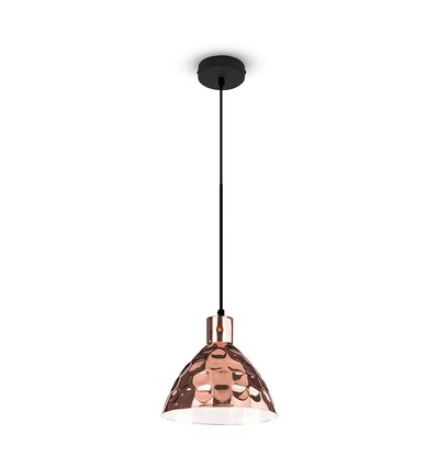 E27 pendeloppheng i kobber, Ø30cm - 1m ledning, IP20, max 60W, uten lyskilde