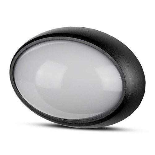 8W oval LED taklampe - IP54, sort, 18,7 x 12,6 cm, vegg/takmontering, inkl. lyskilde