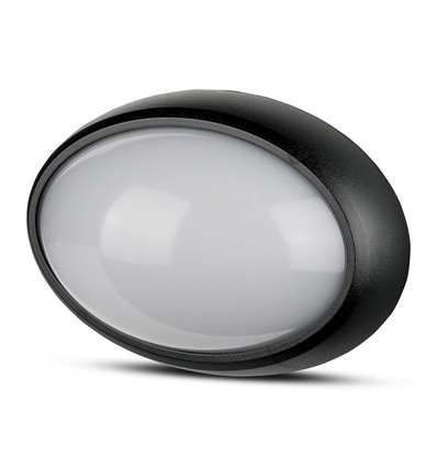 8W oval LED taklampe - IP54, sort, 18,7 x 12,6 cm, vegg/takmontering, inkl. lyskilde