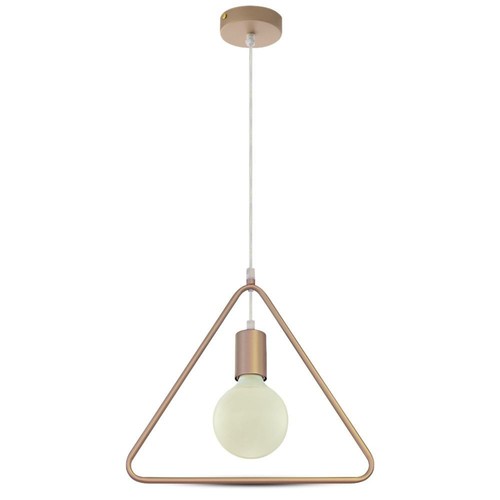 Geometrisk trekantet pendel, Champagne gull - E27 fatning, 1m ledning, metall, max 60W