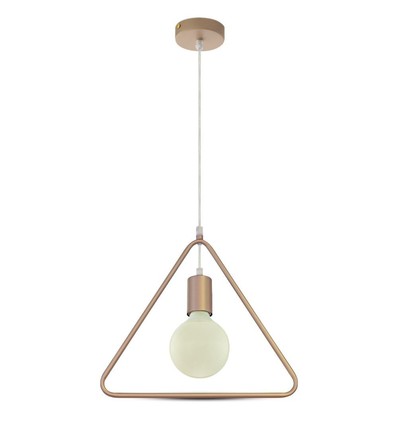 Geometrisk trekantet pendel, Champagne gull - E27 fatning, 1m ledning, metall, max 60W