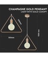 Geometrisk trekantet pendel, Champagne gull - E27 fatning, 1m ledning, metall, max 60W