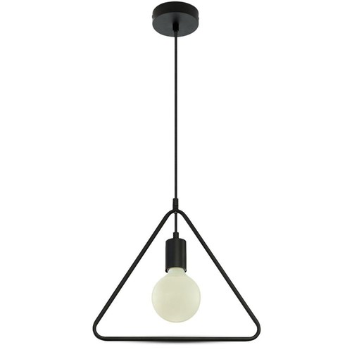 E27 pendel lampe, geometrisk trekant - Matt sort, moderne design, metall finish