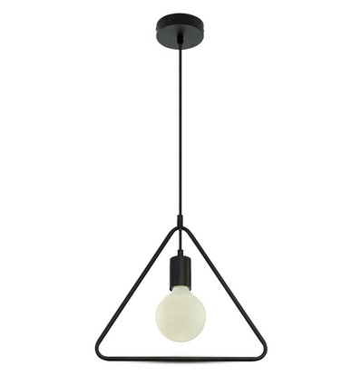 E27 pendel lampe, geometrisk trekant - Matt sort, moderne design, metall finish