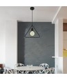 E27 pendel lampe, geometrisk trekant - Matt sort, moderne design, metall finish