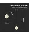 E27 pendel lampe, geometrisk trekant - Matt sort, moderne design, metall finish