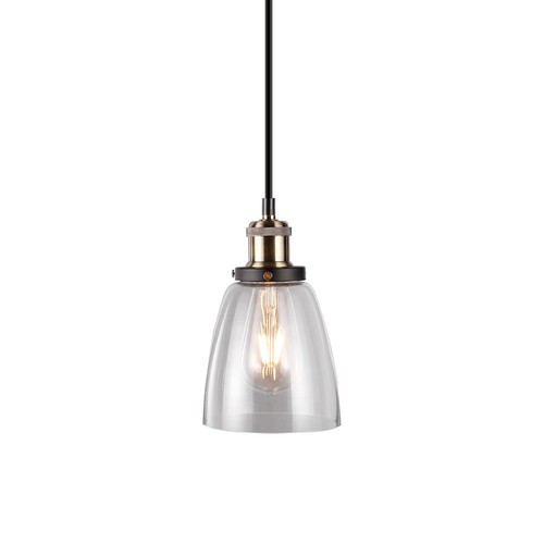 Transparent Glass-Metal pendel - E27 fatning, max 60W, glass og metall, uten lyskilde