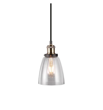 Transparent Glass-Metal pendel - E27 fatning, max 60W, glass og metall, uten lyskilde