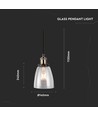 Transparent Glass-Metal pendel - E27 fatning, max 60W, glass og metall, uten lyskilde