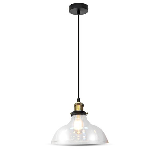 Ø24,5cm E27 pendel i glass - Transparent, max 60W, 110cm høyde, metallbase