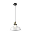 Ø24,5cm E27 pendel i glass - Transparent, max 60W, 110cm høyde, metallbase
