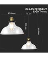 Ø24,5cm E27 pendel i glass - Transparent, max 60W, 110cm høyde, metallbase