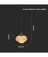 Ø26cm Glass pendel, E27 - Amber, 115cm høyde, uten lyskilde