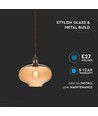 Ø26cm Glass pendel, E27 - Amber, 115cm høyde, uten lyskilde