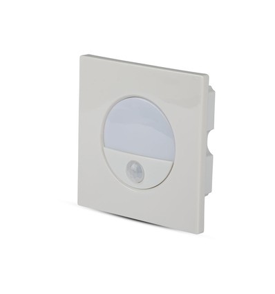3W LED indbygningsspot med sensor - 4000K, 130 grader sensor, aluminium, hvit kant