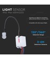 Infrarød IP65 bevegelsessensor - 120°/360°, hvit, rekkevidde opptil 6m, justerbar tid og lux