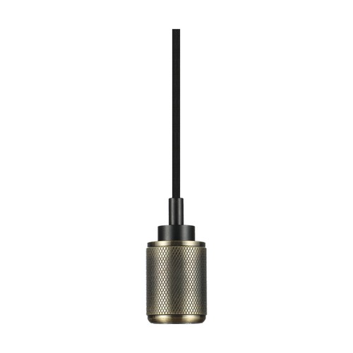 E27 pendeloppheng i bronse aluminium - 1m stoffledning, vertikale striper, max 60W, IP20