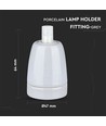 Porselens Lampeholder E27 - Lampe, Grå