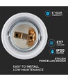 Porselens Lampeholder E27 - Lampe, Grå